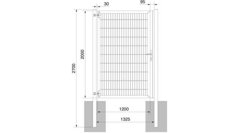 planeo Universaltor schwer 1-flg. Moosgrün H 2000 x B 1325 mm inkl. Torpfosten