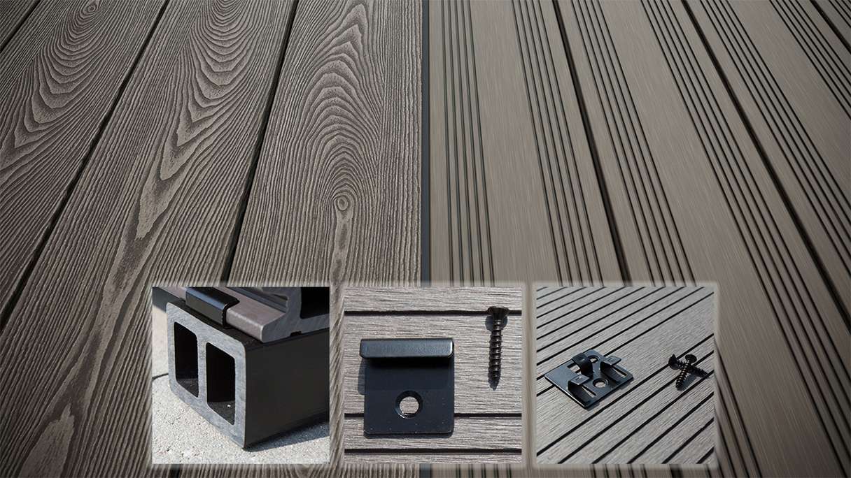 planeo SolidWood WPC-Terrasse Komplett-Set Massivdiele - Hellgrau französisch/strukturiert