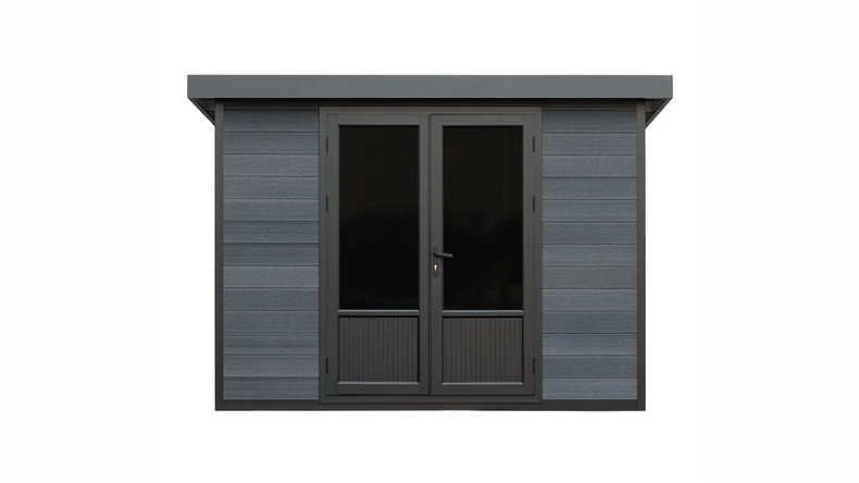 planeo WPC CoEx Pultdach Gartenhaus XL - Anthrazit 400 x 300 cm