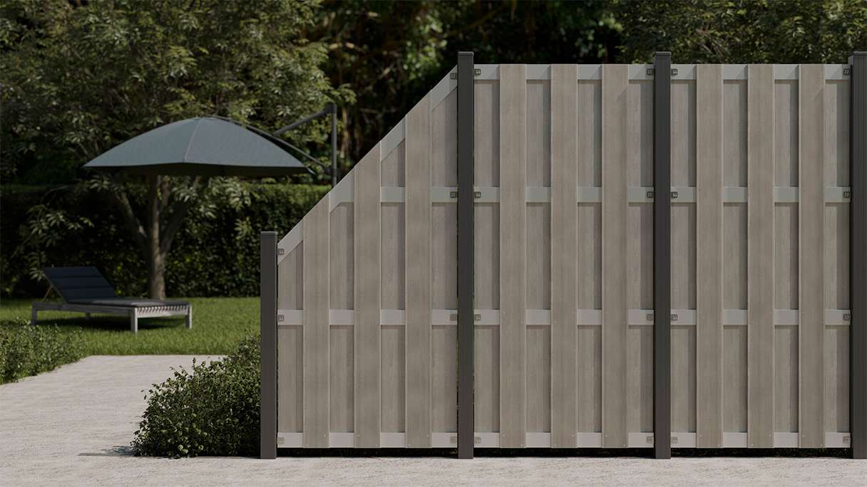 planeo Gardence Premade - BPC-Gartenzaun Hochkant Bi-Color Sand 84,3 x 180cm