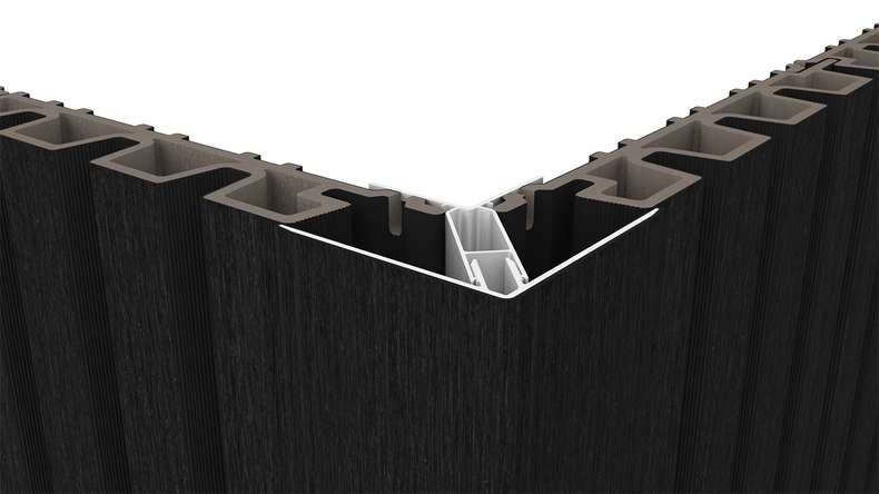 planeo LINEA - Alu CoEx Außeneckprofil Schwarz 3000 x 66 x 66 mm