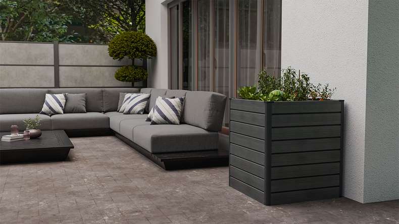 planeo BPC-Rhombus Hochbeet Cube - Steingrau co-ex. 70 x 70 x 79 cm
