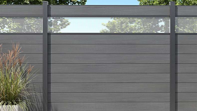 planeo Gardence Strong - BPC-Gartenzaun Quadratisch Steingrau co-ex