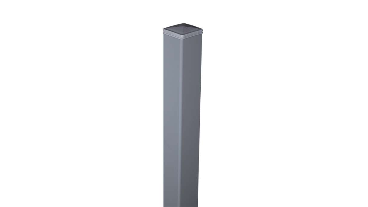 planeo Gardence Guard - Alu-Torpfosten speziell verstärkt zum Einbetonieren Silbergrau 6x6x240cm inkl. Kappe