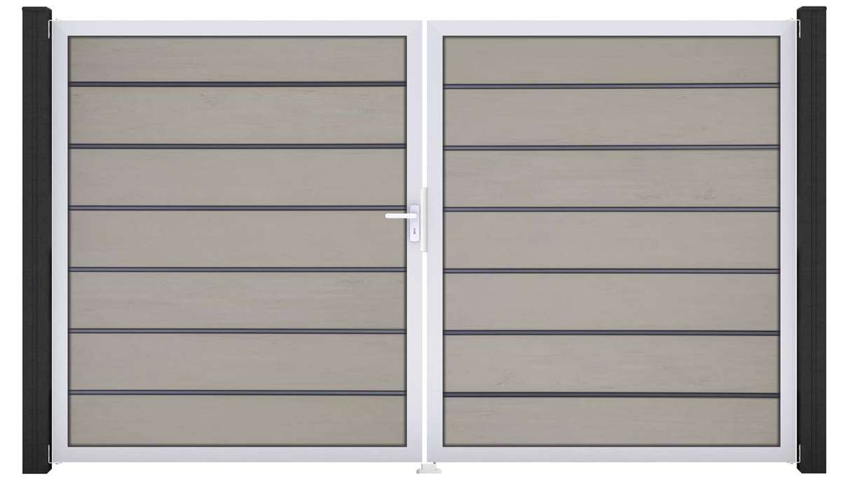 planeo Gardence Deluxe - BPC-Tor - 2-flügelig Bi-Color Sand mit Alurahmen