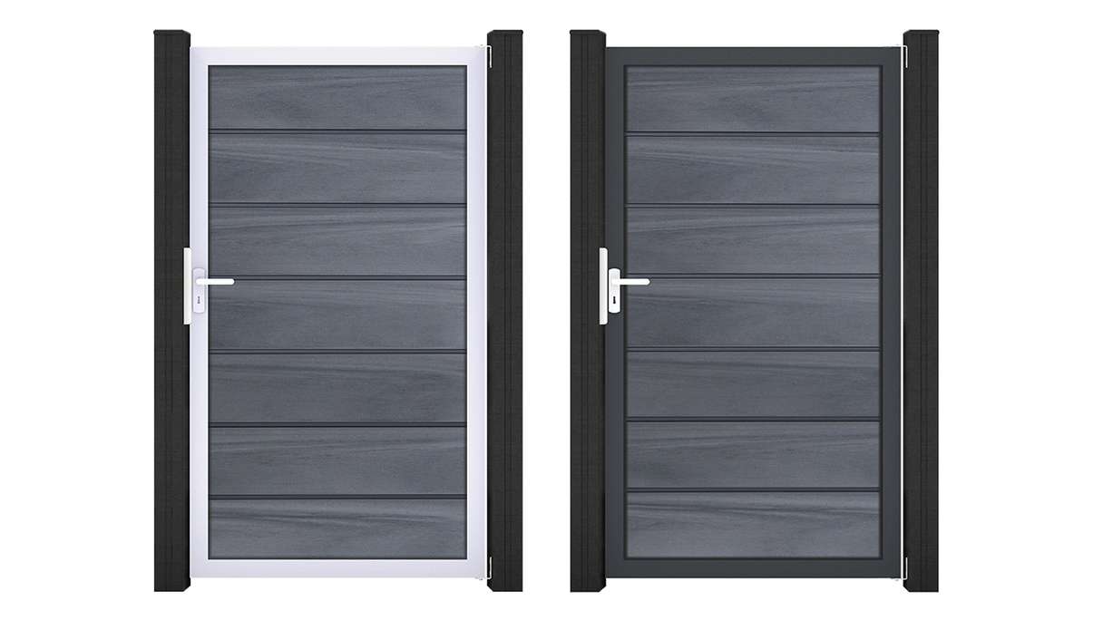 planeo Gardence Deluxe - BPC-Universaltor Steingrau co-ex mit Alurahmen 100 x 180 x 4 cm