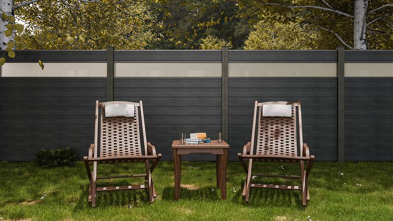 planeo Gardence Strong - BPC-Steckzaun Glas Satiniert Steingrau co-ex 180 x 180 cm