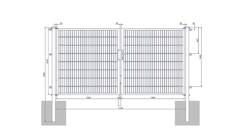 planeo Universaltor medium 2-flg. Anthrazit H 1600 x B 3158 mm inkl. Torpfosten