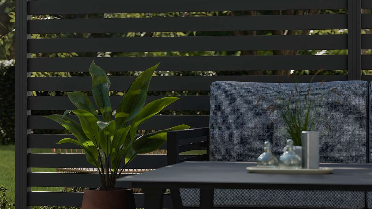 planeo Gardence Metallic Edge - Alu-Gartenzaun Quadratisch Anthrazit | DB703