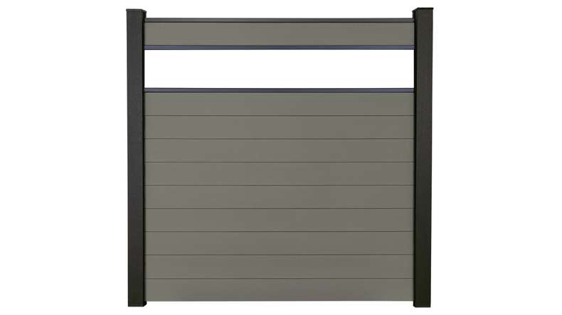 planeo Gardence Strong - BPC-Steckzaun Glas Satiniert Grau 180 x 180 cm