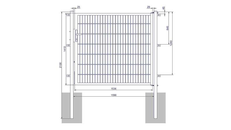 planeo Universaltor medium 1-flg. Moosgrün H 1400 x B 1590 mm inkl. Torpfosten