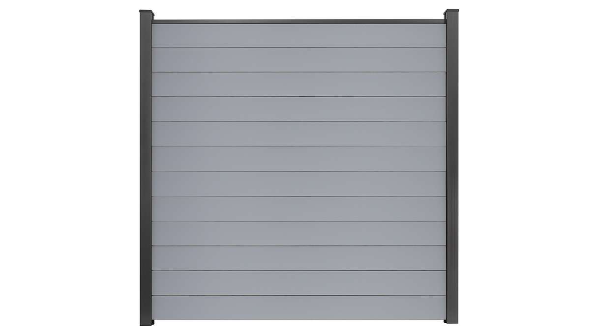 planeo Gardence Simply Small - PVC-Steckzaun Silbergrau 180 x 180 cm
