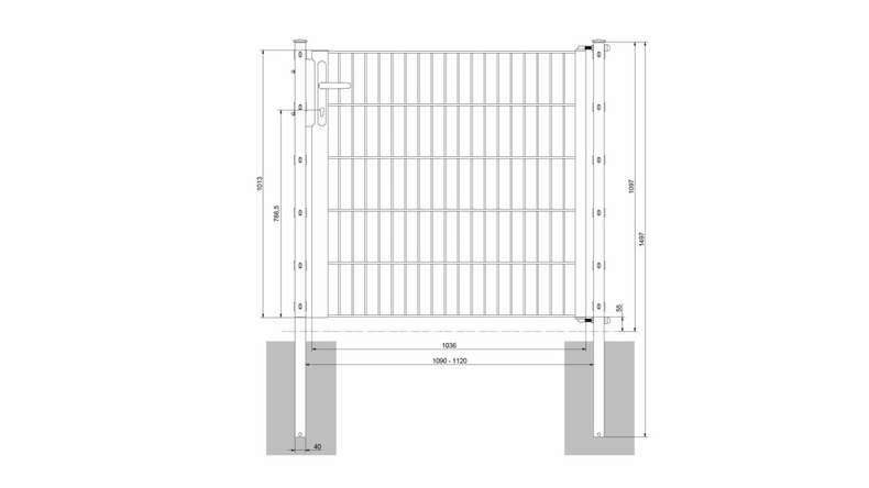 planeo Universaltor leicht 1-flg. Anthrazit H 1000 x B 1090 mm inkl. Torpfosten