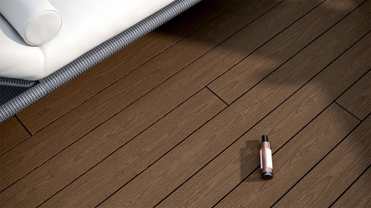 planeo CoEXWood WPC Terrassendiele Massiv ummantelt - Hellbraun/Dunkelbraun 4.2m strukturiert