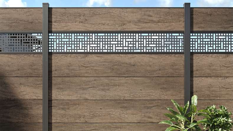 planeo Gardence Simply - PVC-Steckzaun Quadratisch Monument Oak 180x180 cm