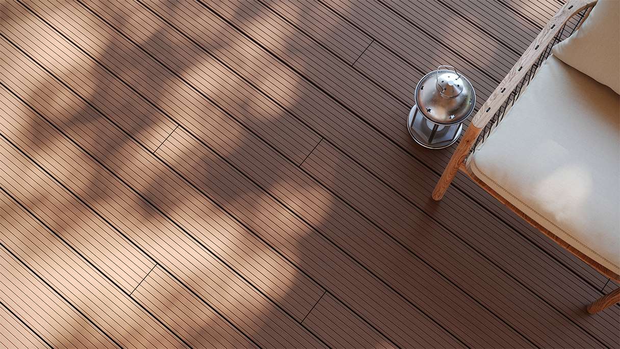 planeo LightWood WPC-Terrasse Komplett-Set Hohlkammerdiele - Hellbraun gerillt/genutet