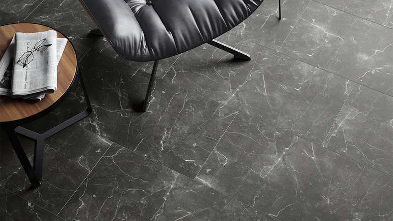 planeo Rigid Klick Vinyl - Stone Botticino Dark Matt | Trittschalldämmung integr. (100P2909MT)