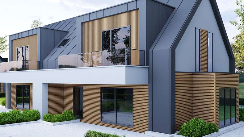 planeo LINEA Wide - WPC CoEx Fassadenverkleidung Burma Teak 2900 x 181 mm