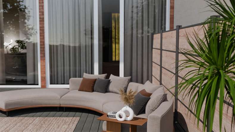 planeo Gardence Resistant - HPL-Steckzaun Holzoptik 180 x 183 cm