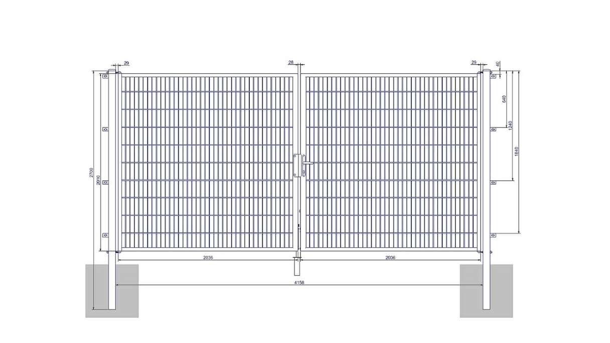 planeo Universaltor medium 2-flg. Anthrazit H 2000 x B 4158 mm inkl. Torpfosten