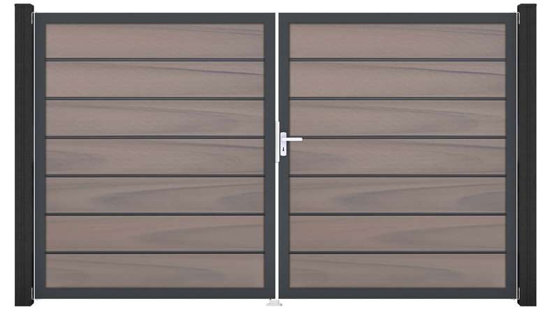 planeo Gardence Deluxe - BPC-Tor - DIN Rechts 2-flügelig Bi-Color co-ex mit Anthrazit-Alurahmen
