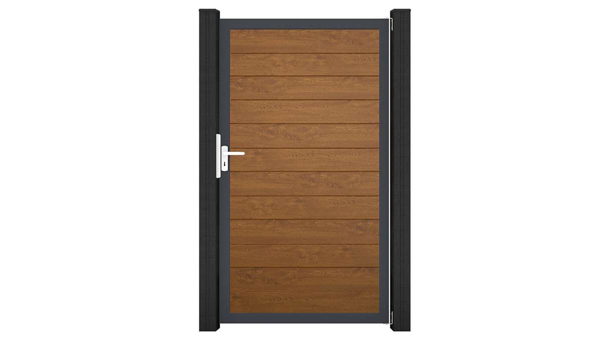 planeo Gardence Simply Small - PVC-Universaltor Golden Oak mit Alu-Rahmen 100 x 180 cm