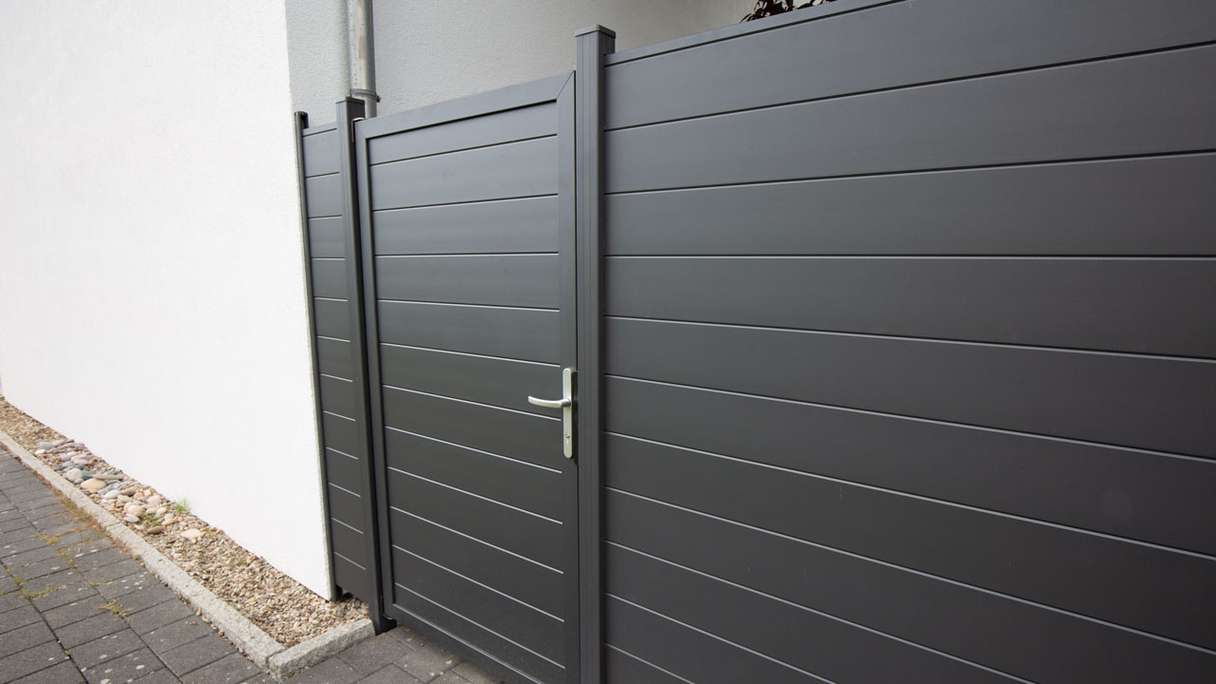 planeo Gardence Metallic - Alu-Gartenzaun Quadratisch Anthrazitgrau DB 703
