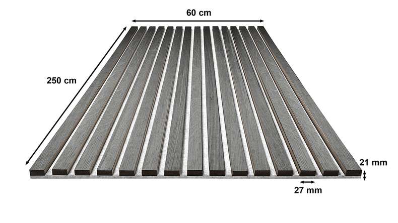 Skaben Akustikpaneele SilentWall Pro - Eiche Grau - 250 x 60 cm