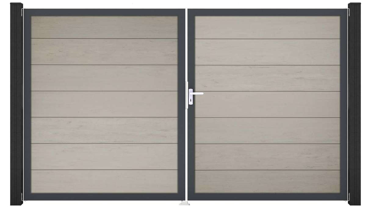 planeo Gardence Strong XL - BPC-Tor - 2-flügelig Bi-Color Sand mit Alurahmen 
