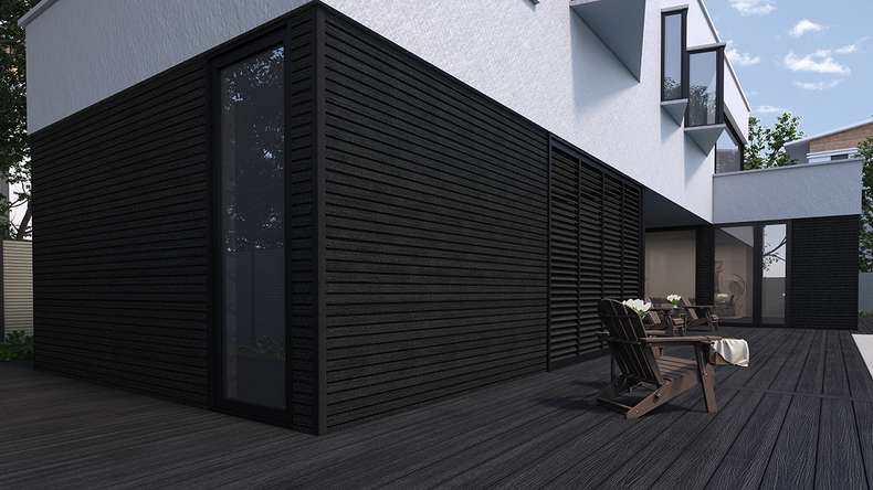 planeo LINEA Slim - WPC CoEx Fassadenverkleidung Schwarz 2900 x 215 mm