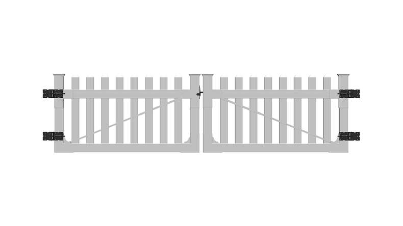 planeo Privara - PVC Vorgartenzaun Tor Weiß - UV-Beständig | 300 x 80 cm