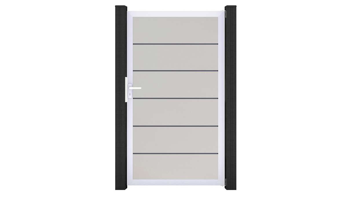 planeo Gardence Simply Premium - PVC-Universaltor Weiss mit Alu-Rahmen 100 x 180 cm