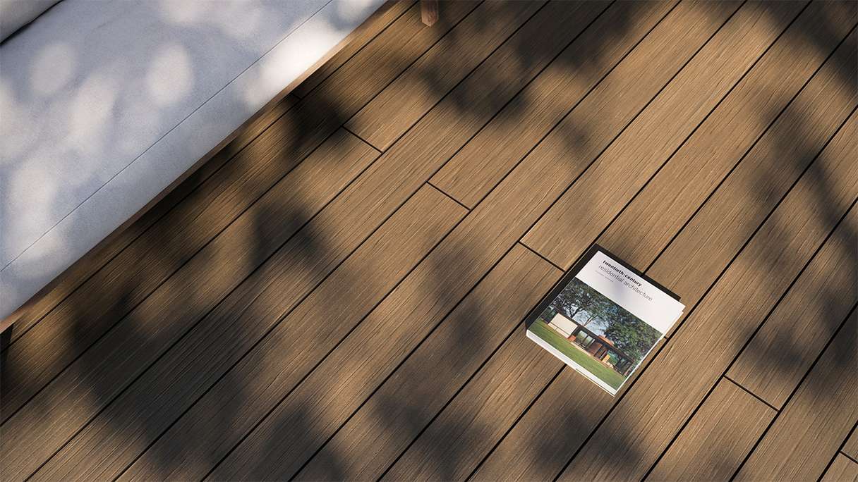 planeo AntikWood WPC-Terrasse Komplett-Set Massivdiele - Hellbraun antik gealtert