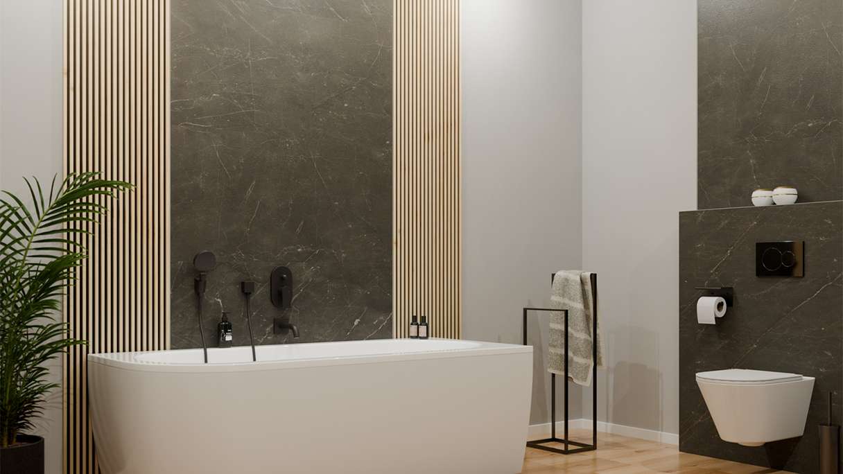 planeo Wandverkleidung SPC - CeraRock Tile Black Slate 120 x 60 cm