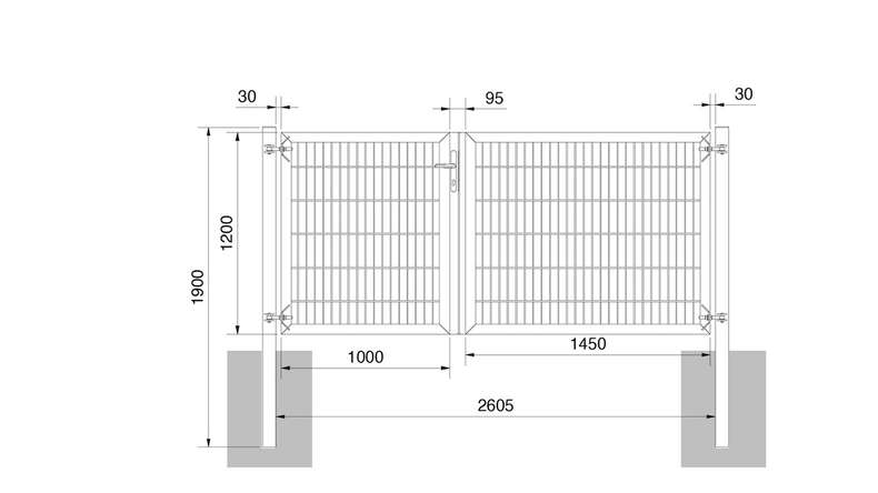planeo Universaltor schwer 2-flg. Asymetrisch Moosgrün H 1200 x B 2450 inkl. Torpfosten