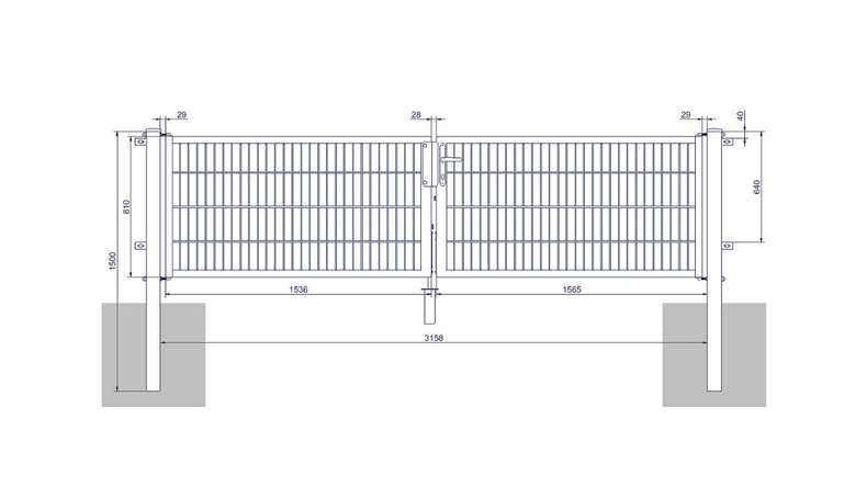 planeo Universaltor medium 2-flg. Moosgrün H 800 x B 3158 mm inkl. Torpfosten