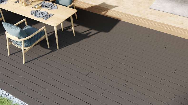 planeo LineWood WPC Terrassendiele Massiv - Hellgrau 4.2m gerillt/genutet