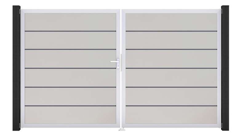 planeo Gardence Simply Premium - PVC-Tor 2-flügelig Weiss mit Alurahmen 300 x 180 cm