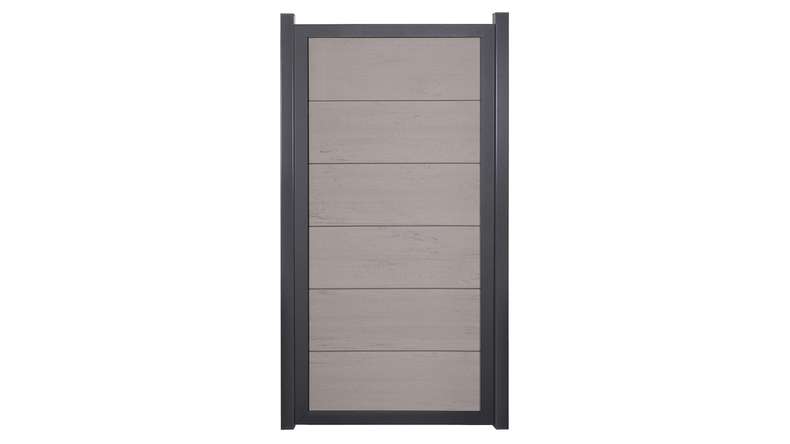 planeo Gardence Guard - BPC-Gartenzaun Hochkant Bi-Color Sand mit Alu-Rahmen in Anthrazit