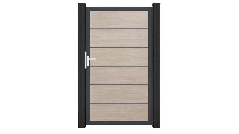 planeo Gardence Simply Premium - PVC-Universaltor Sheffield Oak mit Alu-Rahmen 100 x 180 cm