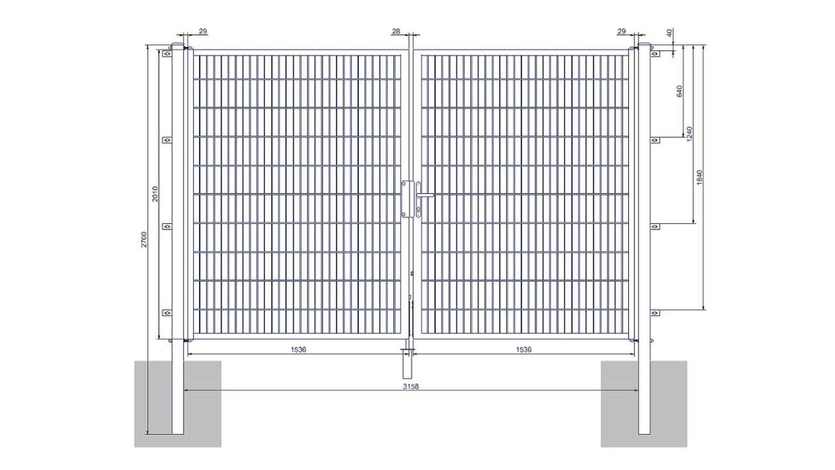 planeo Universaltor medium 2-flg. Anthrazit H 2000 x B 3158 mm inkl. Torpfosten