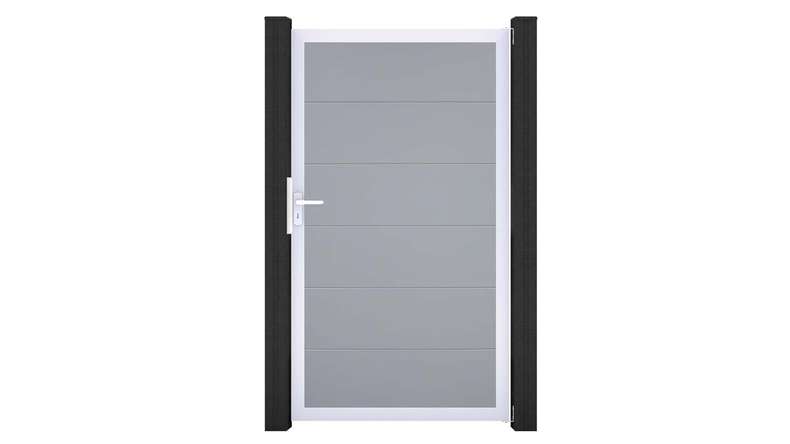 planeo Gardence Simply - PVC-Universaltor Silbergrau mit Alu-Rahmen 100 x 180 cm