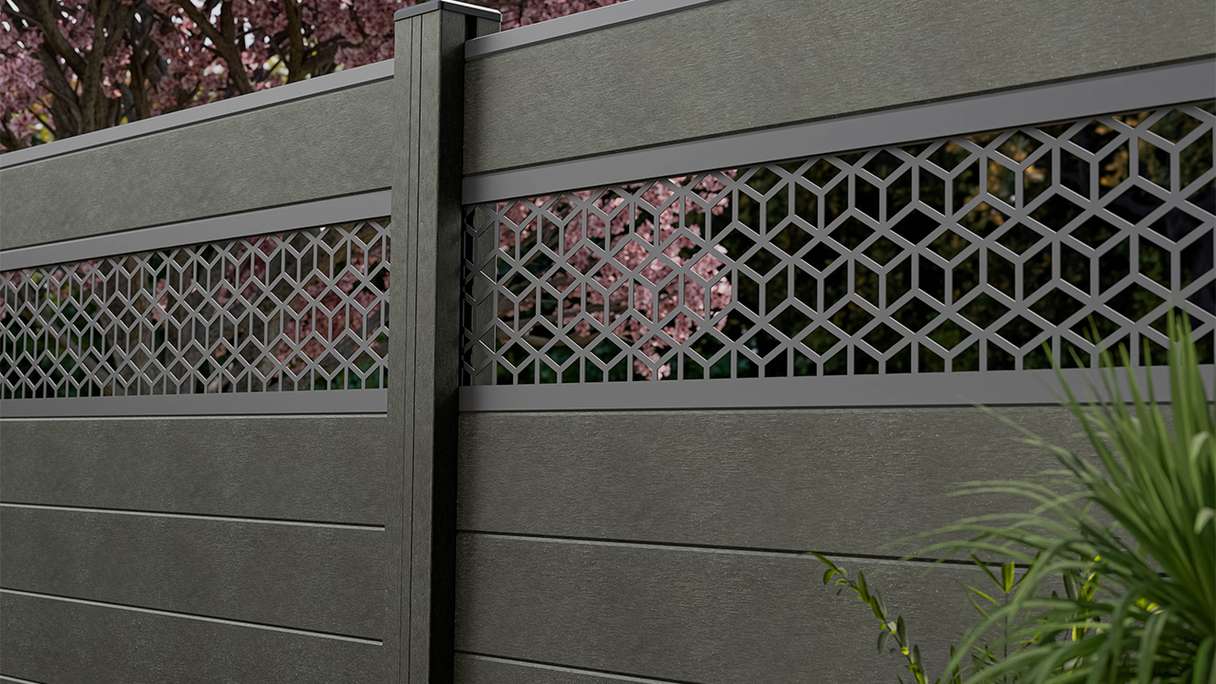 planeo Gardence Strong - BPC-Steckzaun Cube Anthrazitgrau 180 x 180 cm
