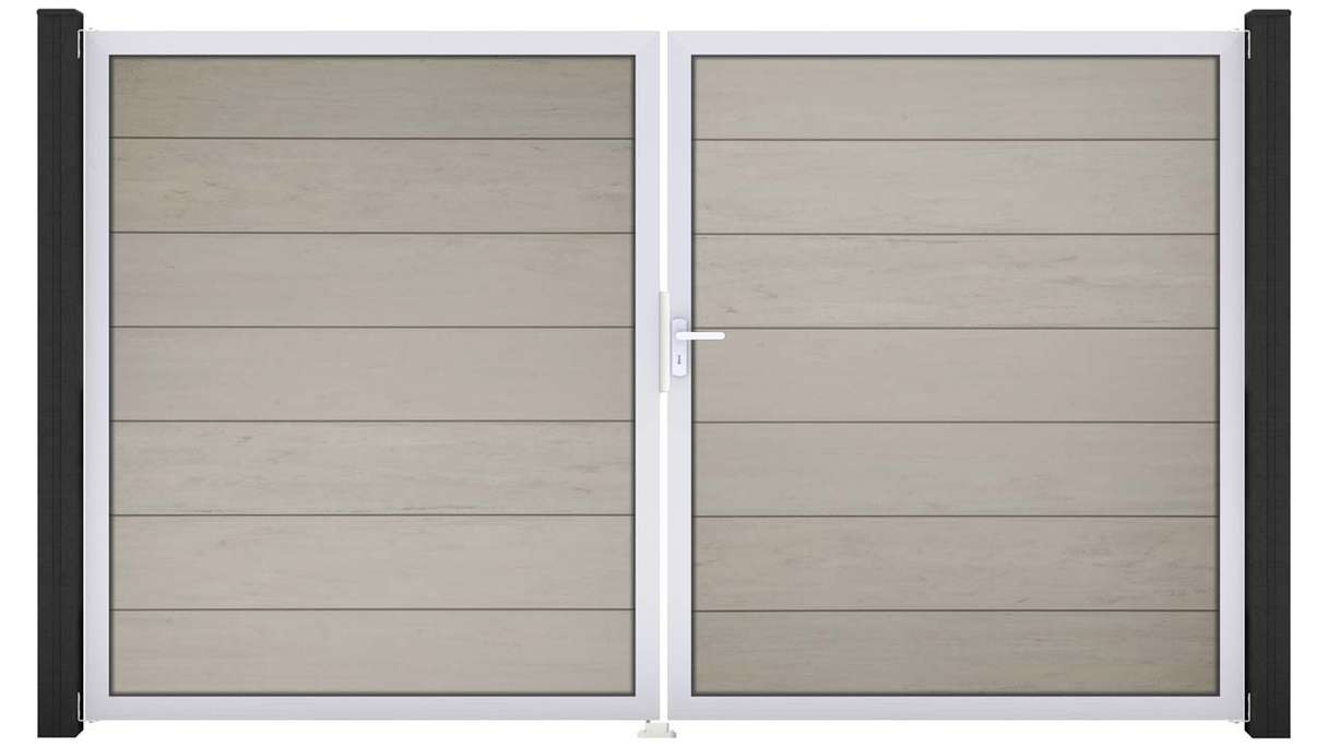 planeo Gardence Strong XL - BPC-Tor - 2-flügelig Bi-Color Sand mit Alurahmen 