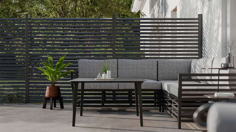 planeo Gardence Metallic Ellipse - Alu-Gartenzaun Quadratisch Anthrazit | DB703