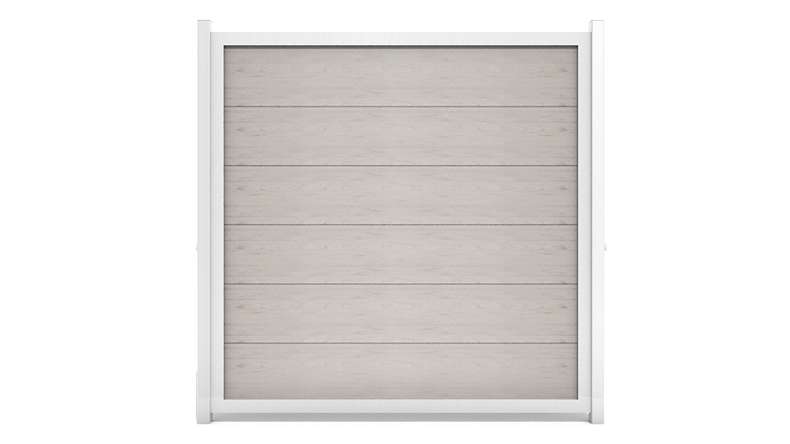 planeo Gardence Guard - BPC-Gartenzaun Quadratisch Bi-Color Sand mit Alu-Rahmen in Silber