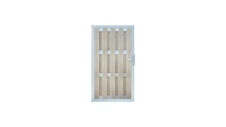 planeo Gardence Premade - BPC-Tor DIN Links BiColor Sand 100 x 180 x 4,0cm - Rahmen Silber