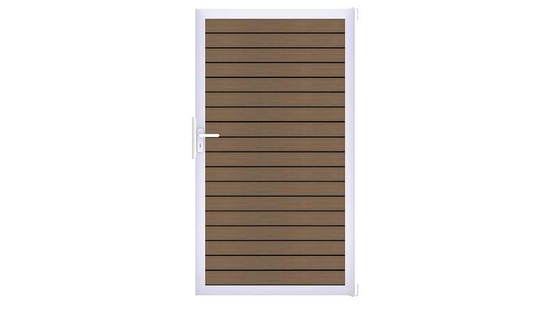 planeo Gardence Trendy - BPC-Rhombus Universaltor - Teak co-extrudiert mit Silber Alu-Rahmen | EV1