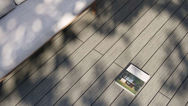 planeo AntikWood WPC-Terrasse Komplett-Set Massivdiele - Steingrau antik gealtert