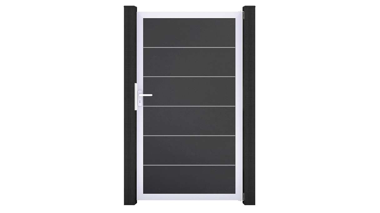 planeo Gardence Simply Premium - PVC-Universaltor Anthrazitgrau mit Alu-Rahmen 100 x 180 cm 